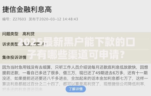 2025最新黑户能下款的口子有哪些渠道可申请？