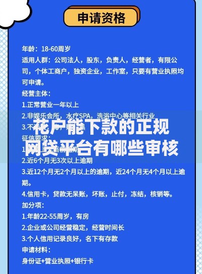 花户能下款的正规网贷平台有哪些审核标准