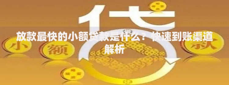 放款最快的小额贷款是什么？快速到账渠道解析