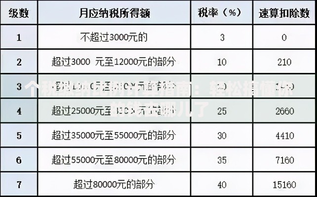 个税缴纳比例计算指南：轻松搞懂你的钱去哪儿了