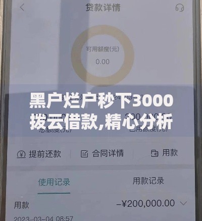 黑户烂户秒下3000拨云借款,精心分析5款今天有农行跨月的口子,麻烦发个我,资金2000万