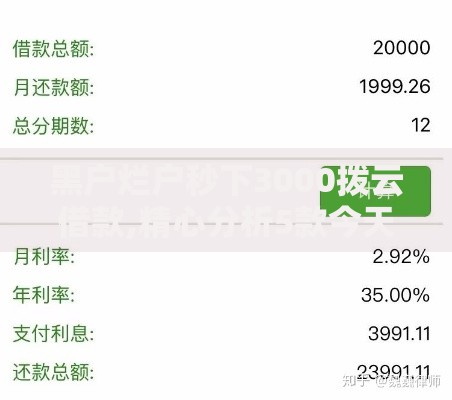 黑户烂户秒下3000拨云借款,精心分析5款今天有农行跨月的口子,麻烦发个我,资金2000万