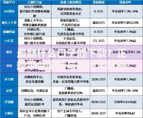 最新什么口子能下款？正规平台筛选与申请全攻略