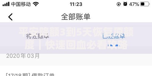 平安降额3到5天恢复原额度｜快速回血必看攻略