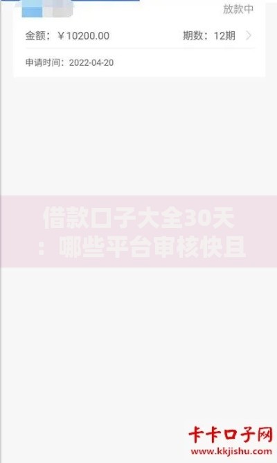 借款口子大全30天：哪些平台审核快且额度高？