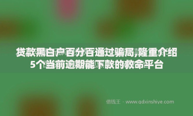 贷款黑白户百分百通过骗局,隆重介绍5个当前逾期能下款的救命平台