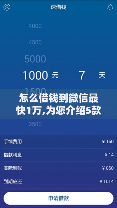 怎么借钱到微信最快1万,为您介绍5款跟青城山一样必下款的口子
