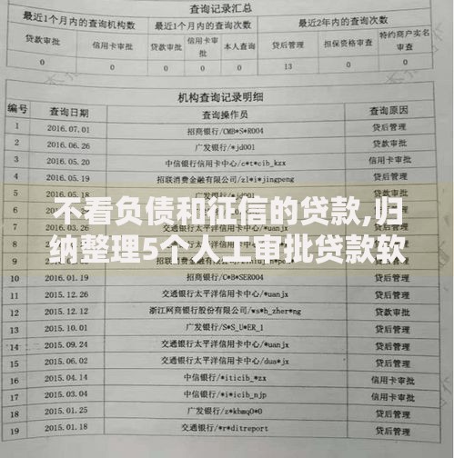 不看负债和征信的贷款,归纳整理5个人工审批贷款软件