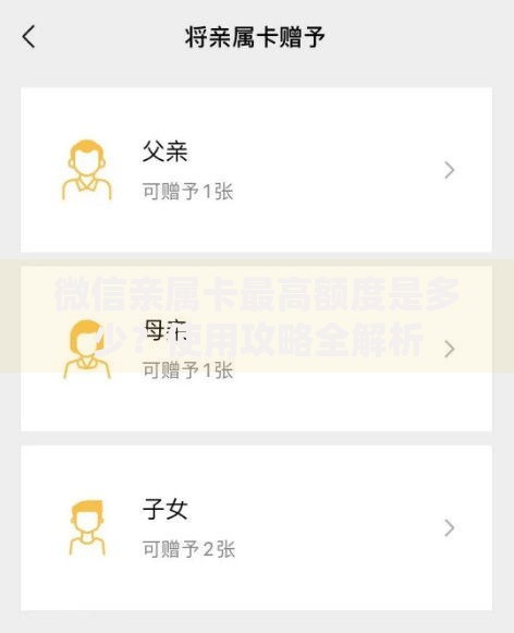 微信亲属卡最高额度是多少？使用攻略全解析