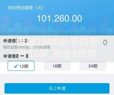 借款1500必下的平台18岁,整合5款黑户下款的口子