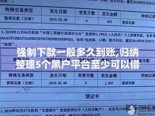 强制下款一般多久到账,归纳整理5个黑户平台至少可以借三万那种