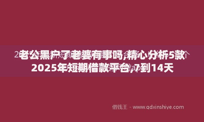 老公黑户了老婆有事吗,精心分析5款2025年短期借款平台,7到14天