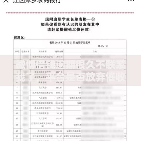 微博借钱逾期很久不联系我了，平台是否放弃催收？该如何应对？