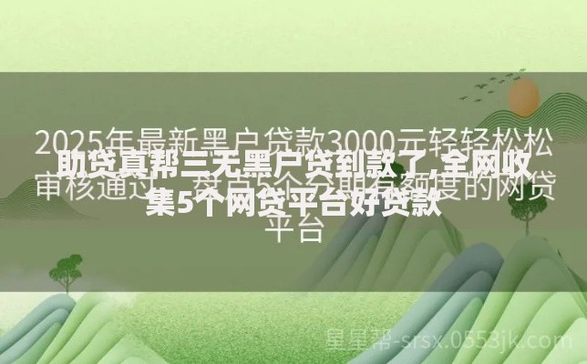 助贷真帮三无黑户贷到款了,全网收集5个网贷平台好贷款