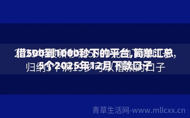 借500到1000秒下的平台,简单汇总5个2025年12月下款口子