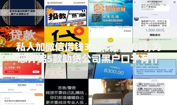 私人加微信借钱3万元是真的吗,为您介绍5款助贷公司黑户口子有什么