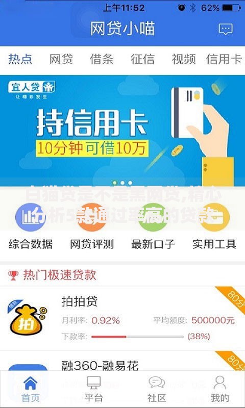 白猫贷是不是黑网贷,精心分析5款通过率高的贷款平台