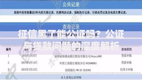 征信黑了能公证吗？公证与贷款问题的深度解析