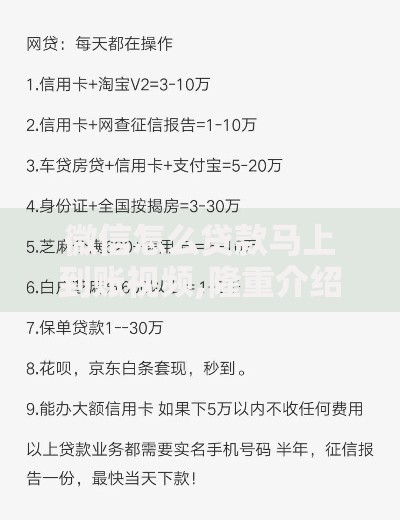 微信怎么贷款马上到账视频,隆重介绍5个黑户也能贷的平台