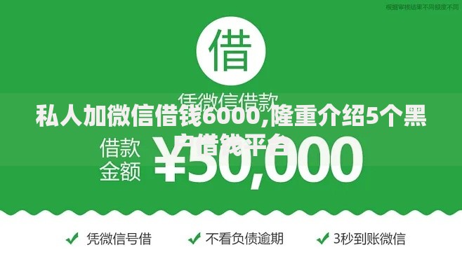 私人加微信借钱6000,隆重介绍5个黑户借钱平台