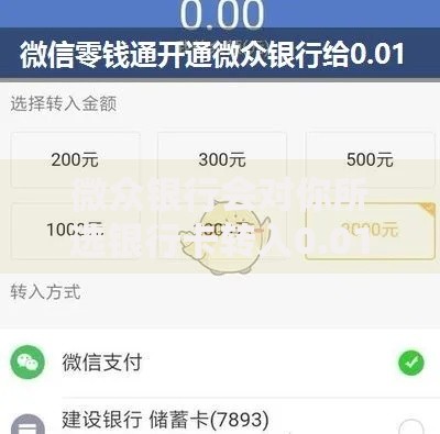 微众银行会对你所选银行卡转入0.01元是什么意思？用途揭秘！