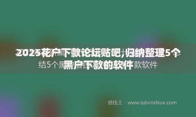 2025花户下款论坛贴吧,归纳整理5个黑户下款的软件