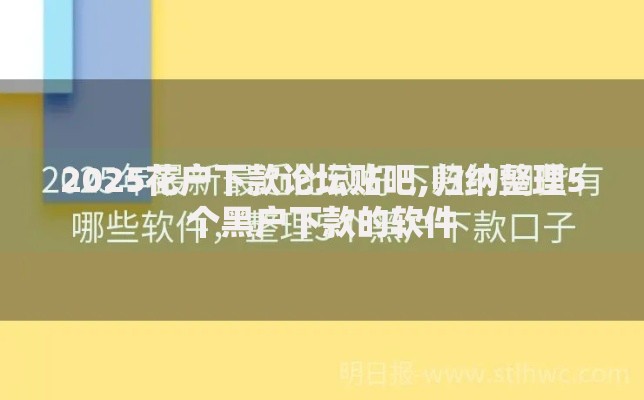 2025花户下款论坛贴吧,归纳整理5个黑户下款的软件