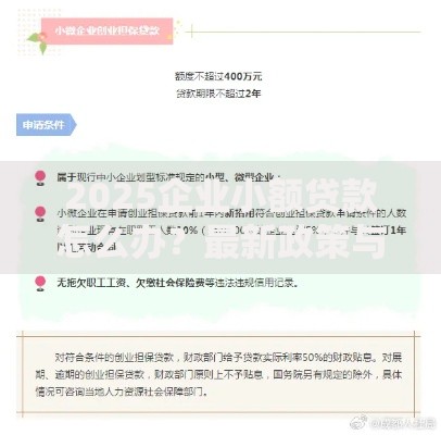 2025企业小额贷款怎么办？最新政策与申请流程详解