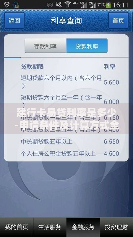 建行卡易贷利率是多少-申请条件及计算方式全解析