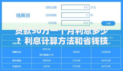 贷款50万一个月利息多少？利息计算方法和省钱技巧全解析