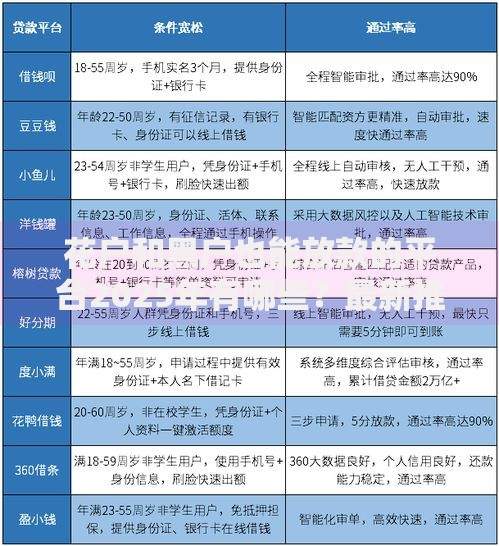 花户和黑户也能放款的平台2025年有哪些？最新推荐及申请条件解析