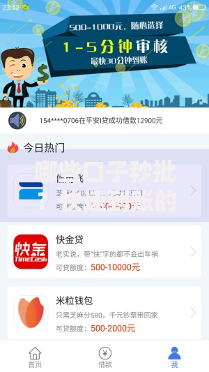 哪些口子秒批？快速到账的贷款平台推荐