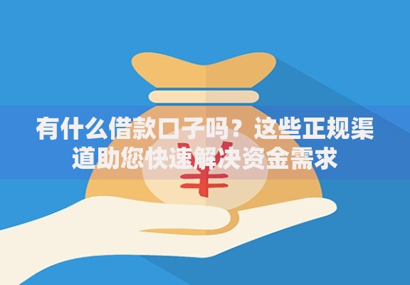有什么借款口子吗?这些正规渠道助您快速解决资金需求 有什么借款口子吗?这些正规渠道助您快速解决资金需求