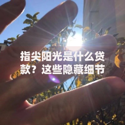 指尖阳光是什么贷款？这些隐藏细节你必须了解