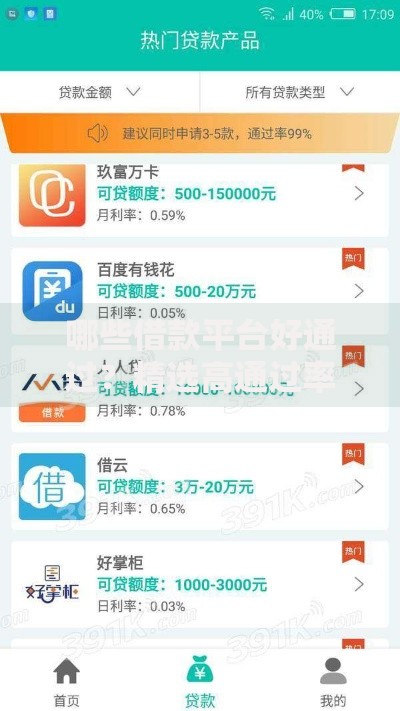 哪些借款平台好通过？精选高通过率贷款渠道推荐