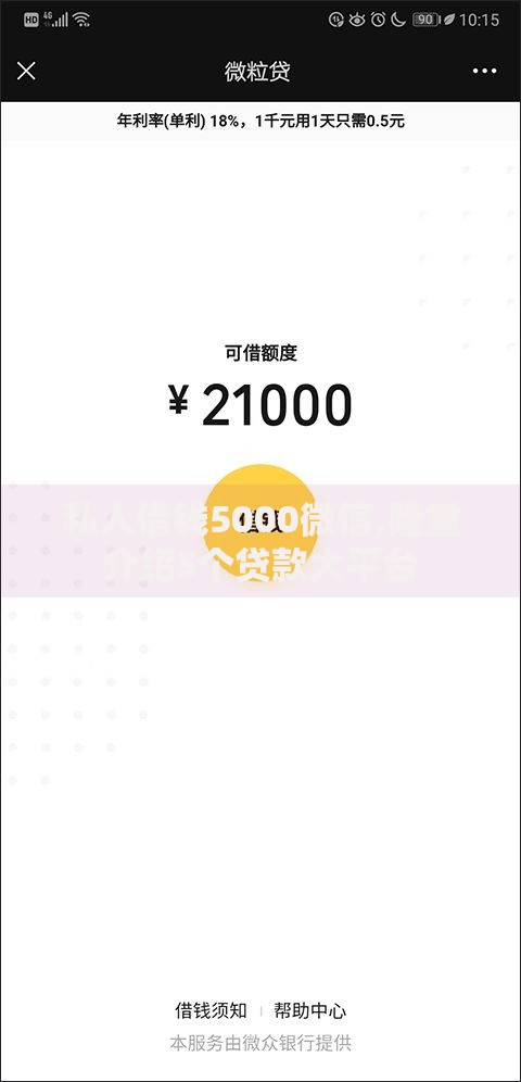 私人借钱5000微信,隆重介绍5个贷款大平台