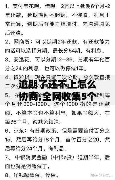 逾期了还不上怎么协商,全网收集5个15岁贷款平台