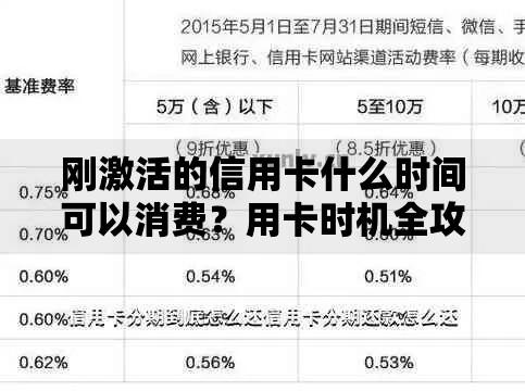刚激活的信用卡什么时间可以消费？用卡时机全攻略