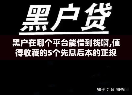黑户在哪个平台能借到钱啊,值得收藏的5个先息后本的正规贷款平台