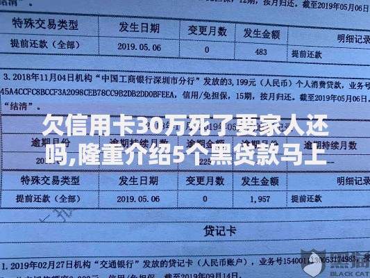 欠信用卡30万死了要家人还吗,隆重介绍5个黑贷款马上下款的口子2025