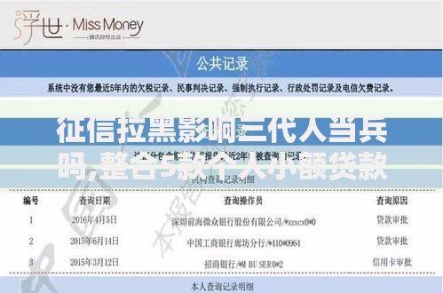 征信拉黑影响三代人当兵吗,整合5款个人小额贷款平台