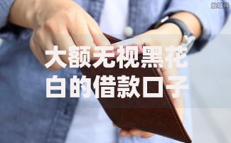 大额无视黑花白的借款口子有哪些可靠选择？