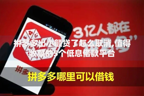 拼多多出小额贷了怎么取消,值得收藏的5个低息借款平台