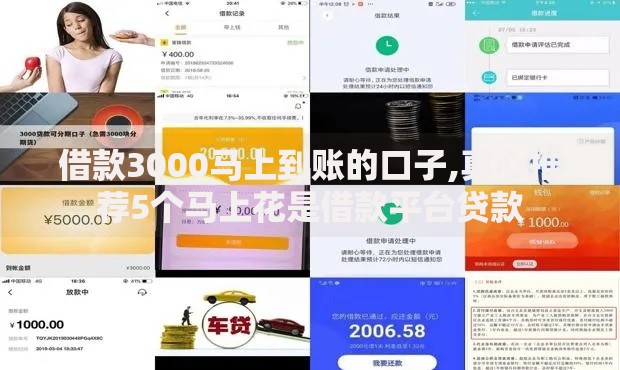 借款3000马上到账的口子,真心推荐5个马上花是借款平台贷款