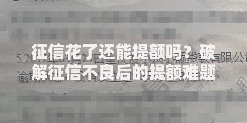 征信花了还能提额吗？破解征信不良后的提额难题