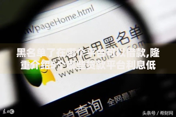 黑名单了在哪个平台可以借款,隆重介绍5个哪些贷款平台利息低
