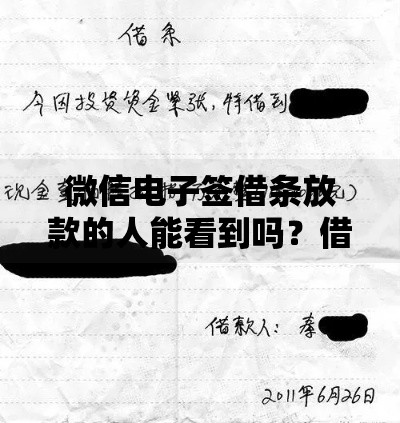 微信电子签借条放款的人能看到吗？借条功能权限解析