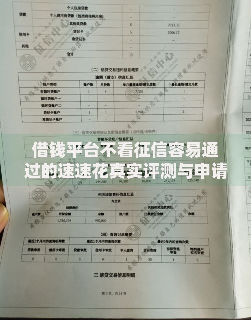 借钱平台不看征信容易通过的速速花真实评测与申请指南