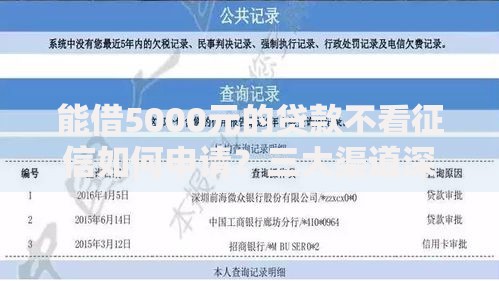 能借5000元的贷款不看征信如何申请？三大渠道深度解析