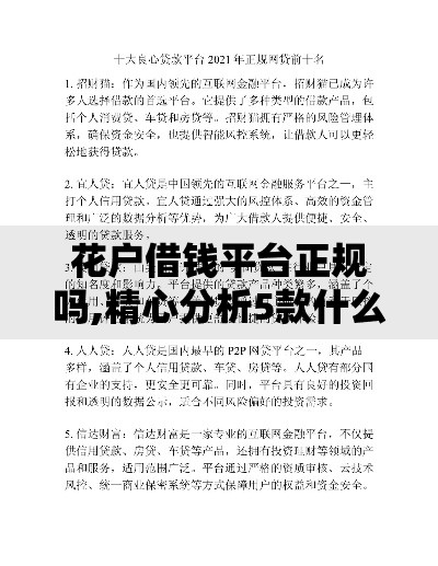 花户借钱平台正规吗,精心分析5款什么网贷平台靠谱